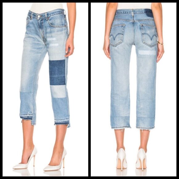 💕NILI LOTAN💕 Franki Patchwork Reworked Crop Jeans ~ Vintage Indigo 26 - Picture 2 of 16